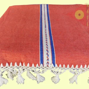 Colcha base natural/ naranja/ azul/ blanco