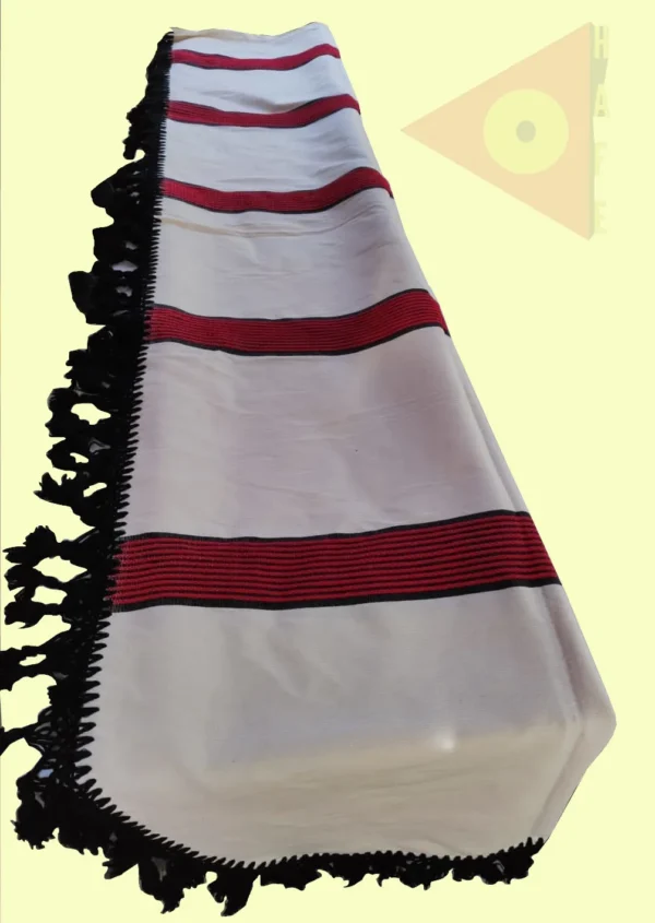 Colcha base natural / natural / rojo /negro