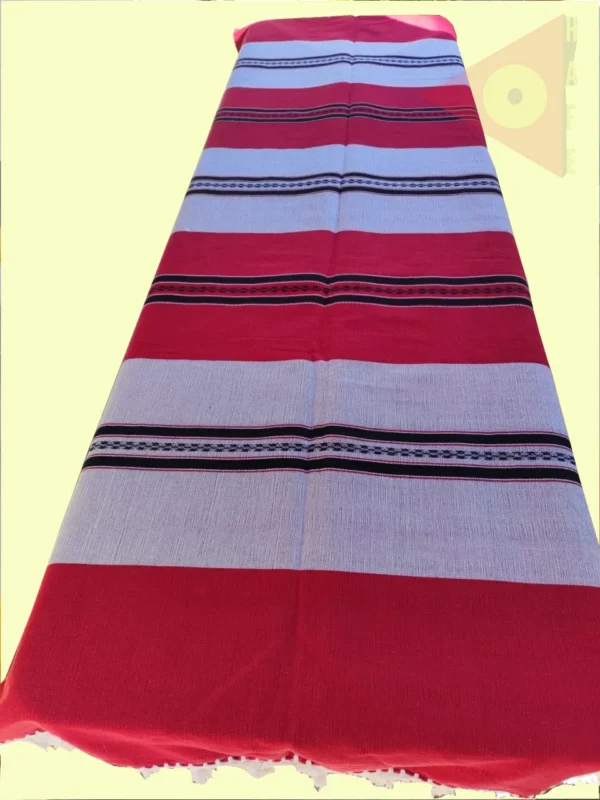 Colcha base natural / rojo / negro /natural