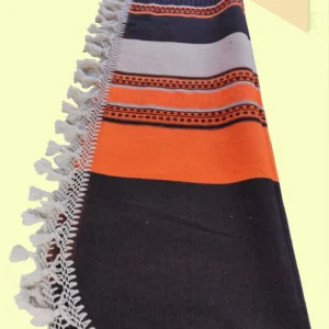 Colcha base natural / negro /naranja / natural