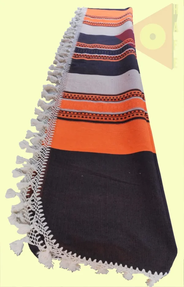 Colcha base natural / negro /naranja / natural