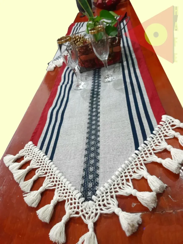 Camino de mesa Gris / Azul / Rojo